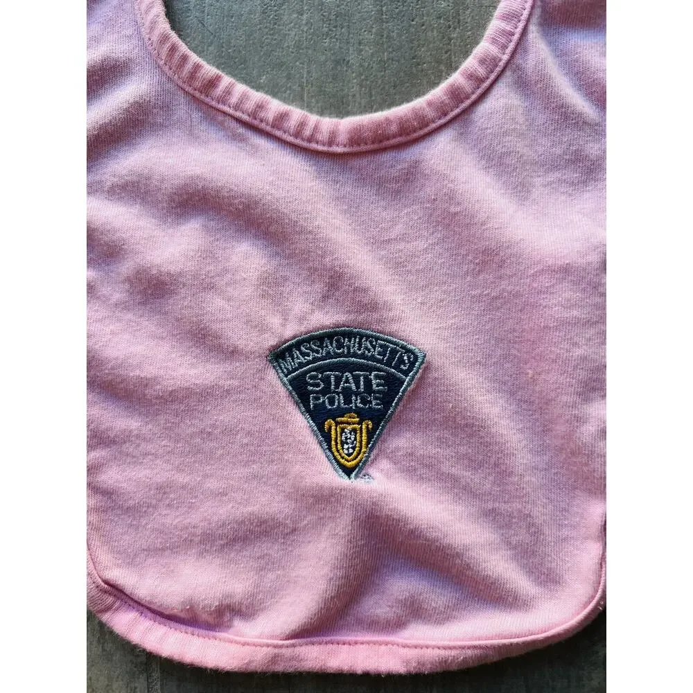 Massachusetts State Police Baby Boy Girl Bib Drool Burp Cloth NEW Thin Blue Line